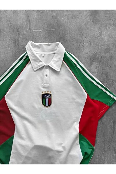 Unisex Üç Renk Panelli Polo Yaka Tişört