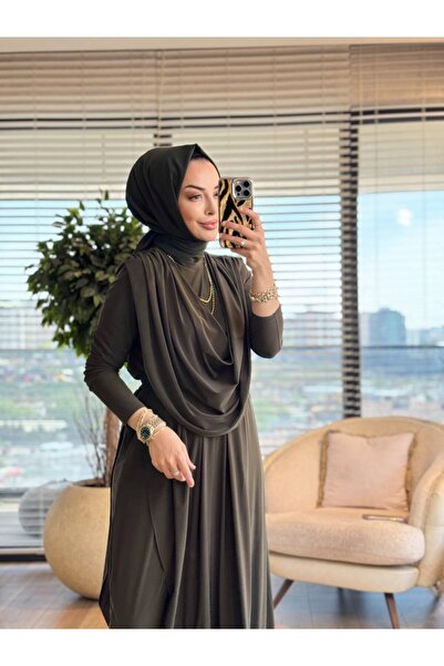 HEAWENİST Hwn6274 Beyza Shalwar Suit Khaki
