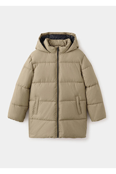 MANGO Kids Kapüşonlu uzun kapitone anorak