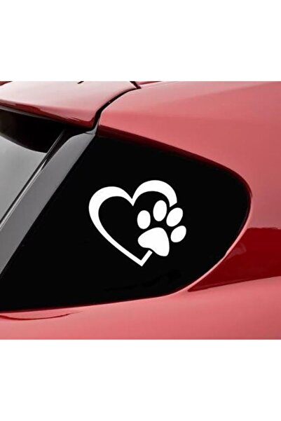 Berrybu 2'li Patili Kalp Kedi Köpek Sevgisi Beyaz Vinil Araç ve Cam Stickerı ...