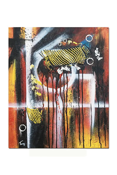 artnova Tablou abstract pictat manual, Cosmos, 60x50cm ulei pe panza in relie...