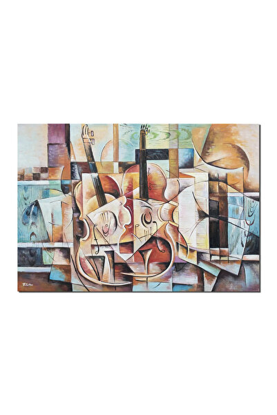 artnova Tablou pictat manual cubism, Sonata pentru vioara, 100x70cm ulei pe p...
