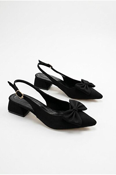 fort 35150 Satin Bow Buckle Detailed 4 cm Heel Height Women's Shoes