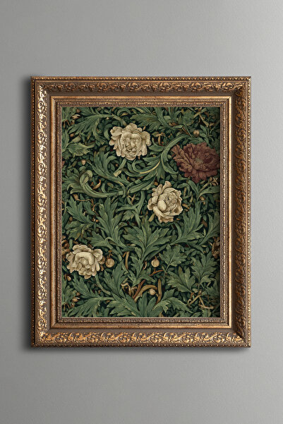 epiqart Leaf and Flower Pattern - Vintage Patterned Painting - Thick Model