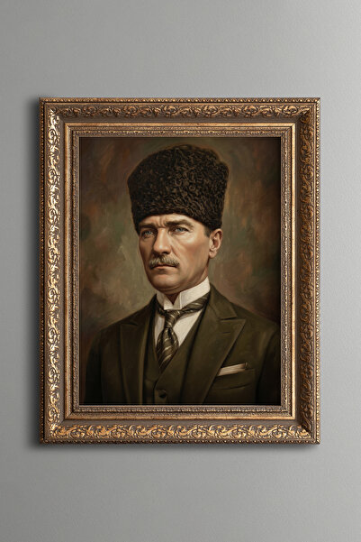 epiqart صورة أتاتورك - لوحة منقوشة بتصميم عتيق - نموذج سميك