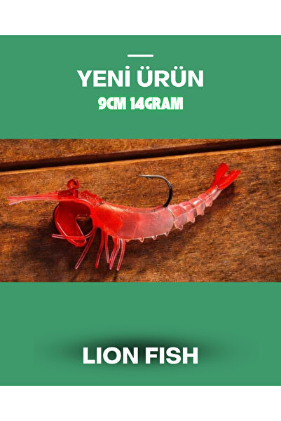 Kırmızı Kafa Şeffaf Karides Kırmızı Silikon Yem 9 cm 14 gr Zokalı LRF Sahtesi