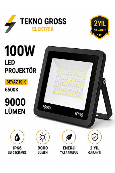 Genel Markalar 100W LED Projektör 9000 Lümen Beyaz Işık IP66 Su Geçirmez Dış ...