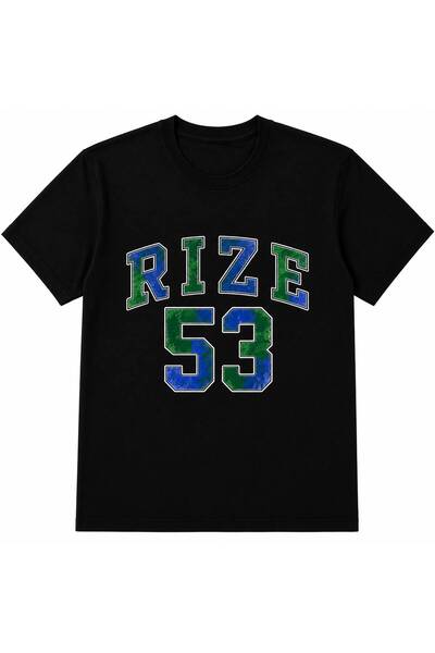 EYMORA تي شيرت Rize 53 أسود اللون مطبوع عليه جملة "College" للجنسين - تصميم م...