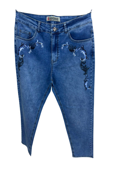 ZANESSİ FASHION Plus Size Stoned Denim Women's Trousers