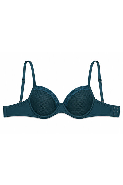 Generic Women's Padded Bra with Woven Lace and Lace Trim