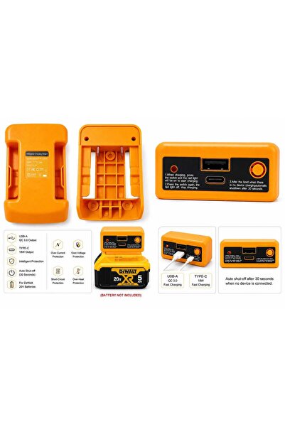 Genaric 20V Battery Adapter with USB & Type-C Fast Charging Output for DeWalt...