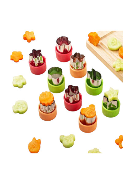 OEM Set 9 forme pentru tăiat prăjituri/legume, oțel, multicolor, 3x4x3cm
