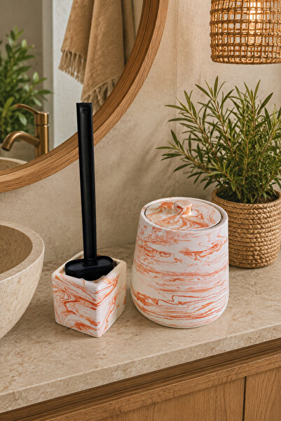 Zigzag Home Διακοσμητικό σετ μπάνιου 2 τεμαχίων σε στυλ Μποέμ με μαρμάρινο σχ...