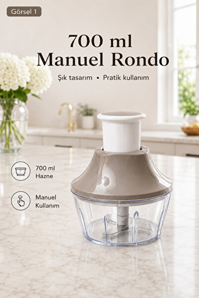 Sariva Home 700 ML Basmalı El Rondosu 3 Bıçaklı Manuel Sebze Soğan Sarımsak D...