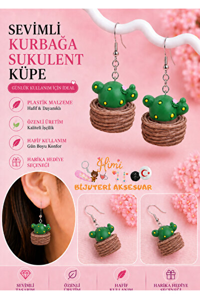 himi bijuteri aksesuar Succulent Cheerful Cute Flower Plant Figured Dangle Ea...