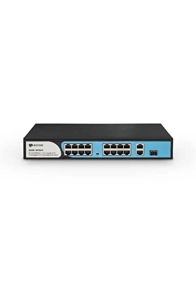 Universal BDCOM S1200-16P2G1S محول شبكة بـ 16 منفذ 10/100، 16 منفذ POE، 2 منف...