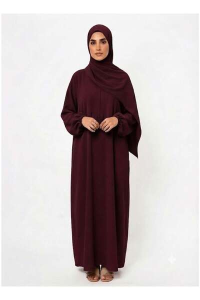 AMYAE Prayer Dress for Women One-Piece Burgundy | Islamic Modest Prayer Outfi...
