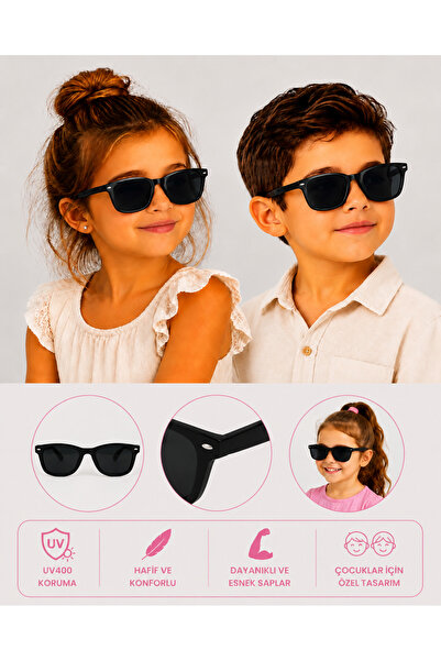 synshop Black Uv400 Protection Boys Girls Kids Sunglasses Round Model Lightwe...
