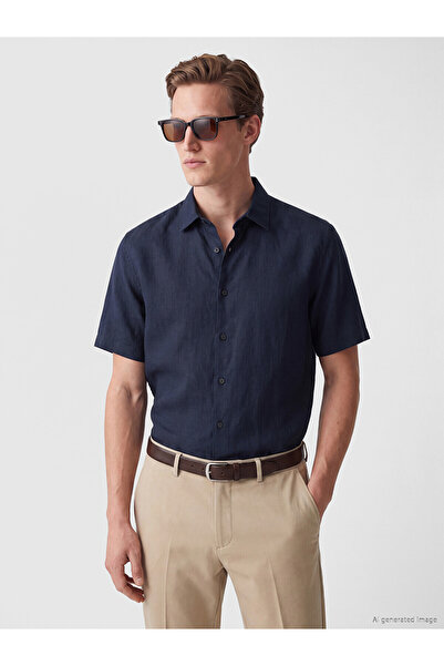 LC Waikiki Ανδρικό πουκάμισο NEVAVM Regular Fit 100% λινό με διαφορά στην υφή
