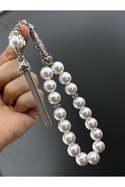 Tesbih Store Orijinal Mayorka İnci Efe Boy 14 Mm Gümüş Kaplama İmame Püskül