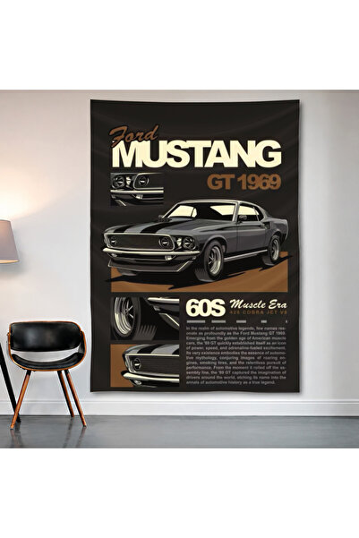 Geek Cultcha Ford Mustang Gt 1969 Wall Covering Wall Tapestry First Quality S...
