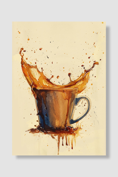 Luna Marissa Poster cafea Acuarelă ceașcă de cafea picături stropite portocal...
