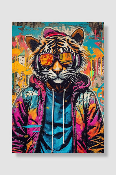 Luna Marissa Poster cu tigru cu ochelari, tigru cool, graffiti, artă pop, art...
