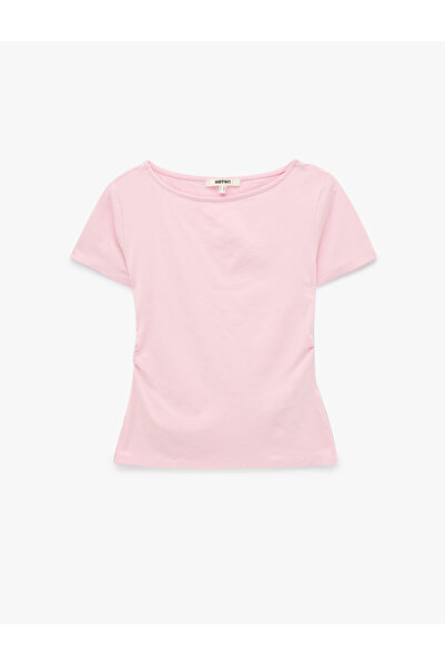 Koton Slim Fit Drape Detailed Crew Neck Short Sleeve T-Shirt