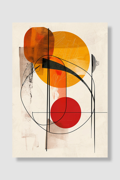 Luna Marissa Poster abstract Portocaliu Galben Roșu Cercuri Linii Artă decora...
