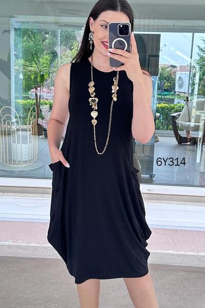 İnce Topuk Zero Sleeve Viscose Combed Cotton Balloon Dress 6Y314