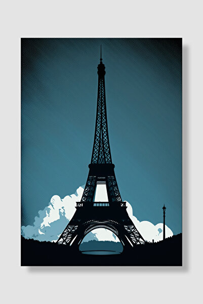Luna Marissa Poster Turnul Eiffel Noapte Albastru închis Siluetă Nori Minimal...