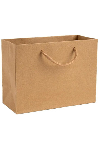 OEM Fandy, punga cadou din hartie kraft, mica, orizontala, cu manere din sfoa...