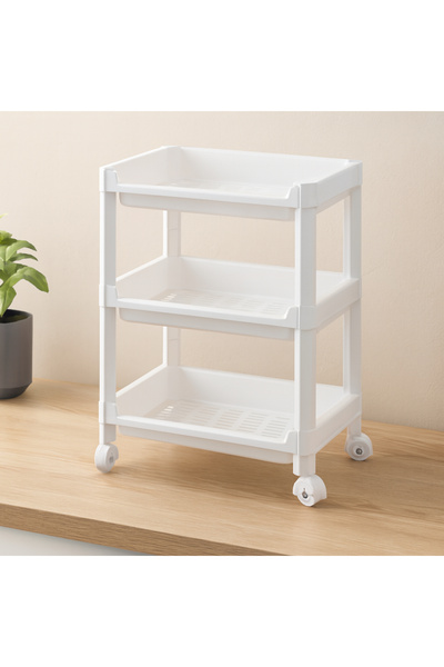 ErturkStore 3 Katlı Tekerlekli Sepet Organizer Raf - 352x220x480 mm