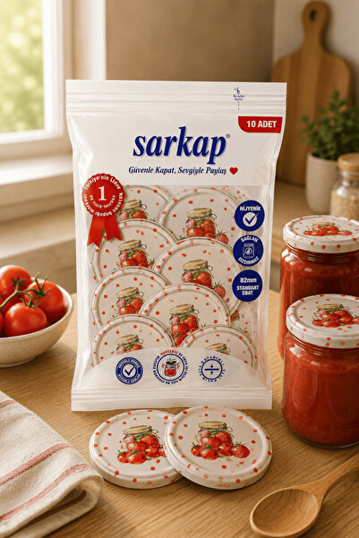 Sarkap Hijyenik Paketli 10'lu 82 mm Kapak - Domates Kavanozu - Krem