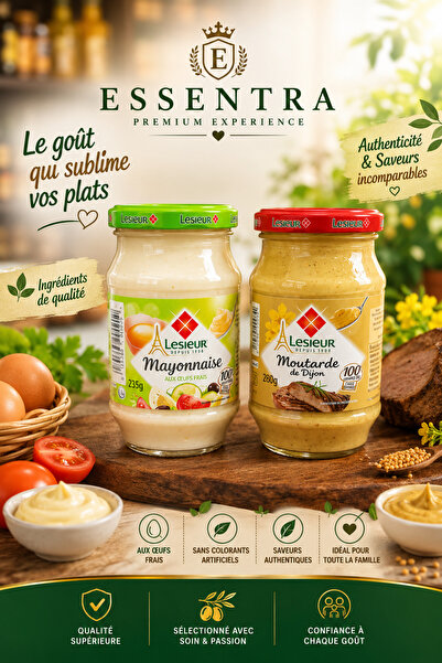 Essentra Home Lesieur Mayonez & Dijon Hardalı 2'li Set (235 g + 260 g) hambur...