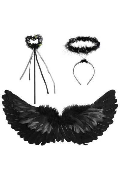 TAPIT Feather Dark Angel Costume Set, Includes Wings, Angel Halo Headband & H...