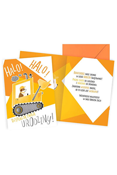 KUKARTKA Felicitare pentru baiat cu tema de excavator, set cu plic, Passion C...
