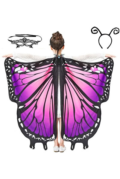 TAPIT Halloween Butterfly Wings Costume for Girls Butterfly Cape for Kid Fair...
