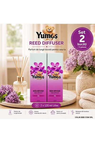 Yumoş Set 2 x Yumoș Reed Diffuser Parfum de Cameră cu Bețișoare Liliac 120 ml...