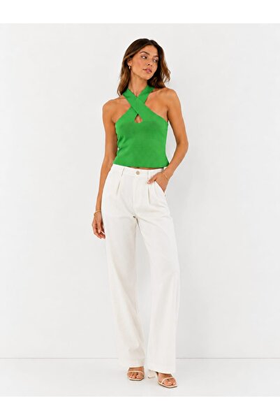 onno style women Sleeveless Strappy Cross-Neck Tricot Women's Bluz