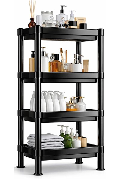 123 4 Layer Shelving Unit Shelf Black 36X23X100 Cm