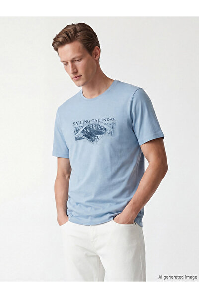 LC Waikiki Ανδρικό T-shirt με στρογγυλή λαιμόκοψη και στάμπα