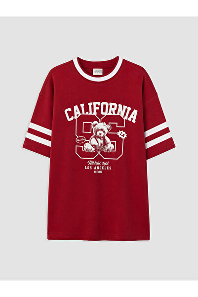 LC Waikiki Tricou de fete cu guler rotund și imprimeu California