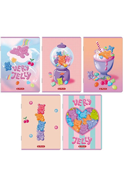 Herlitz Set 10 caiete scolare A5 Jelly, 32 file, cu patratele, multicolor