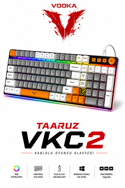 VOOKA TAARUZ VKC2 RGB Kablolu Oyuncu Klavyesi 99 Tuş Türkçe Q USB Gaming Klav...