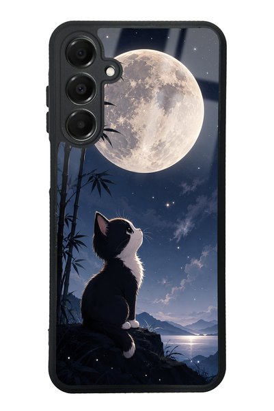 Spoyi Samsung A16 Moon Guardian Kitty Design Glossy Phone Case