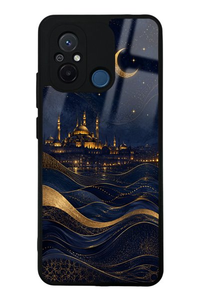Spoyi حافظة هاتف Xiaomi Redmi 12C ذات تصميم هلال ذهبي لامع من Bosphorus