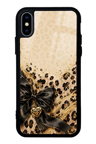 Spoyi iPhone Xs Max Golden Leopard Heart Tasarımlı Glossy Telefon Kılıfı