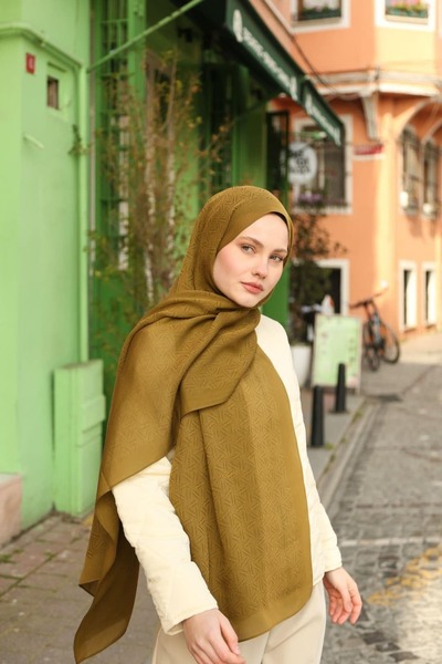 ENRİCO FERRİ Jacquard Ethnic Pattern Vellure Shawl - Oil Green