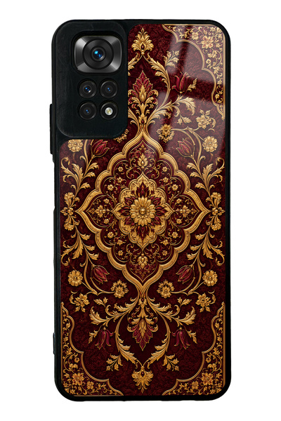 Spoyi Xiaomi Redmi Note 11S Burgundy Ottoman Gold Design Glossy Phone Case